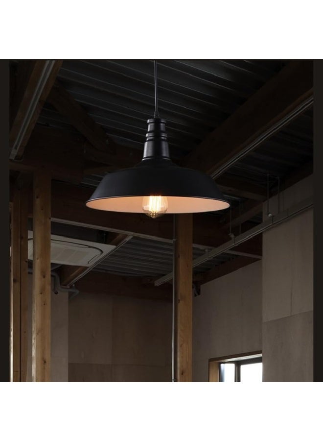 المفتاحة مصباح سقف معلق صناعي أسود معدني على شكل جرس | مصباح معلق عصري لغرفة المعيشة، غرفة الطعام، المطبخ والمكتب | إضاءة صناعية كلاسيكية - Image 4